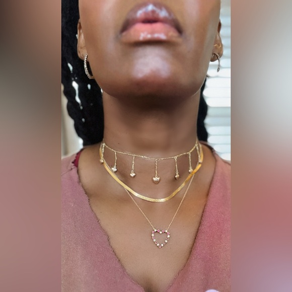 🌹SOLD! ❌ 18K Open Heart Red Ruby Diamond Necklace - Picture 11 of 11